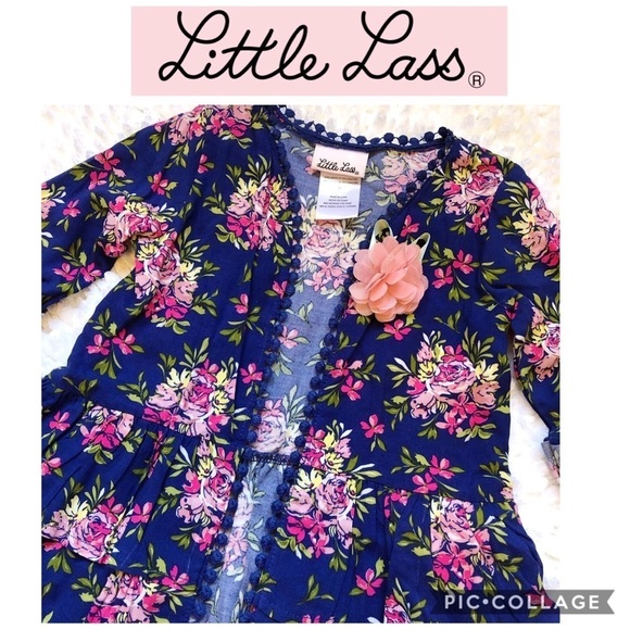 Little Lass Other - Girls boho bohemian floral kimono open cardigan size 2T